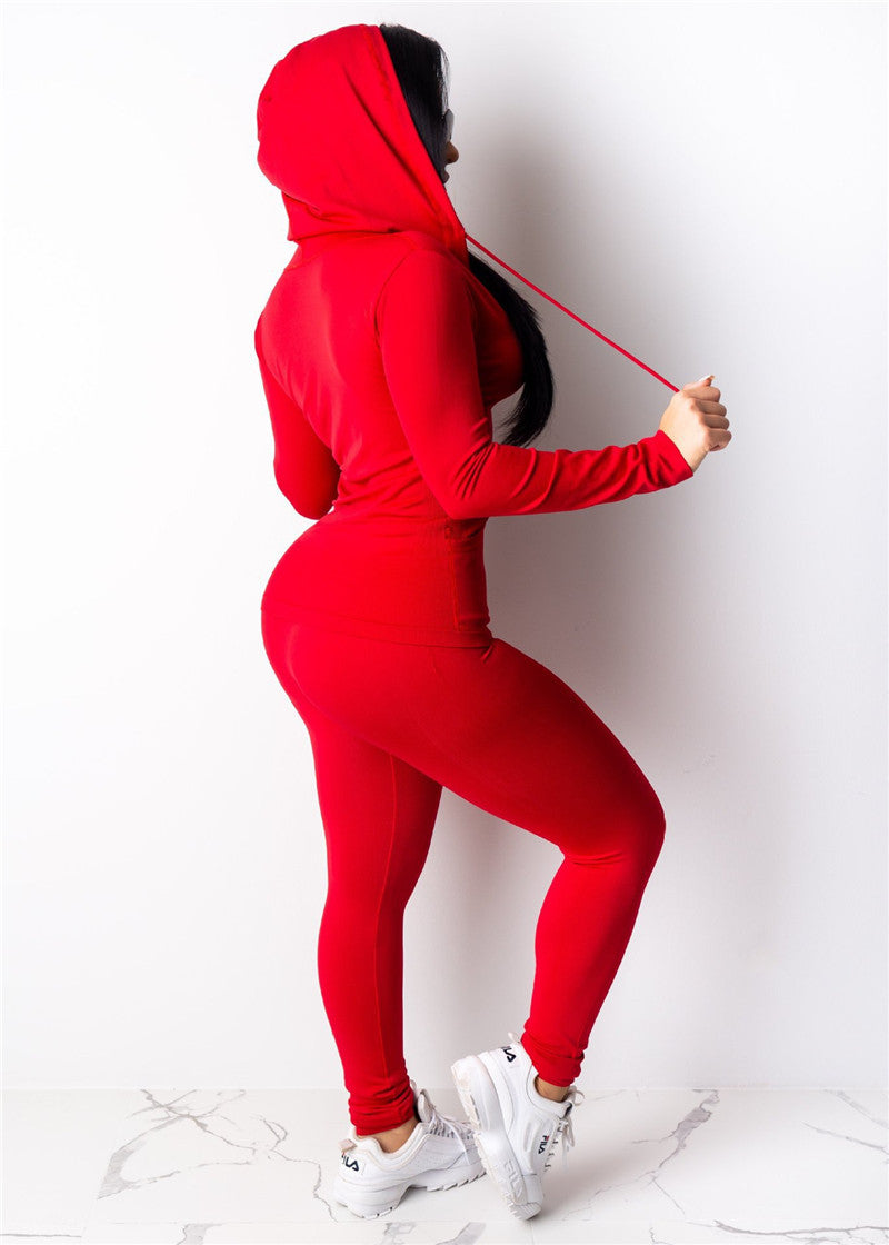 2 piece Sweatshirt And Pants Sportwear Suit Zipper Hoodies Clothes