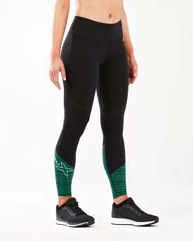 2XU Women's Fitness Mid-rise Color Block Compression Tights-WA5389B (BLK/GGS)