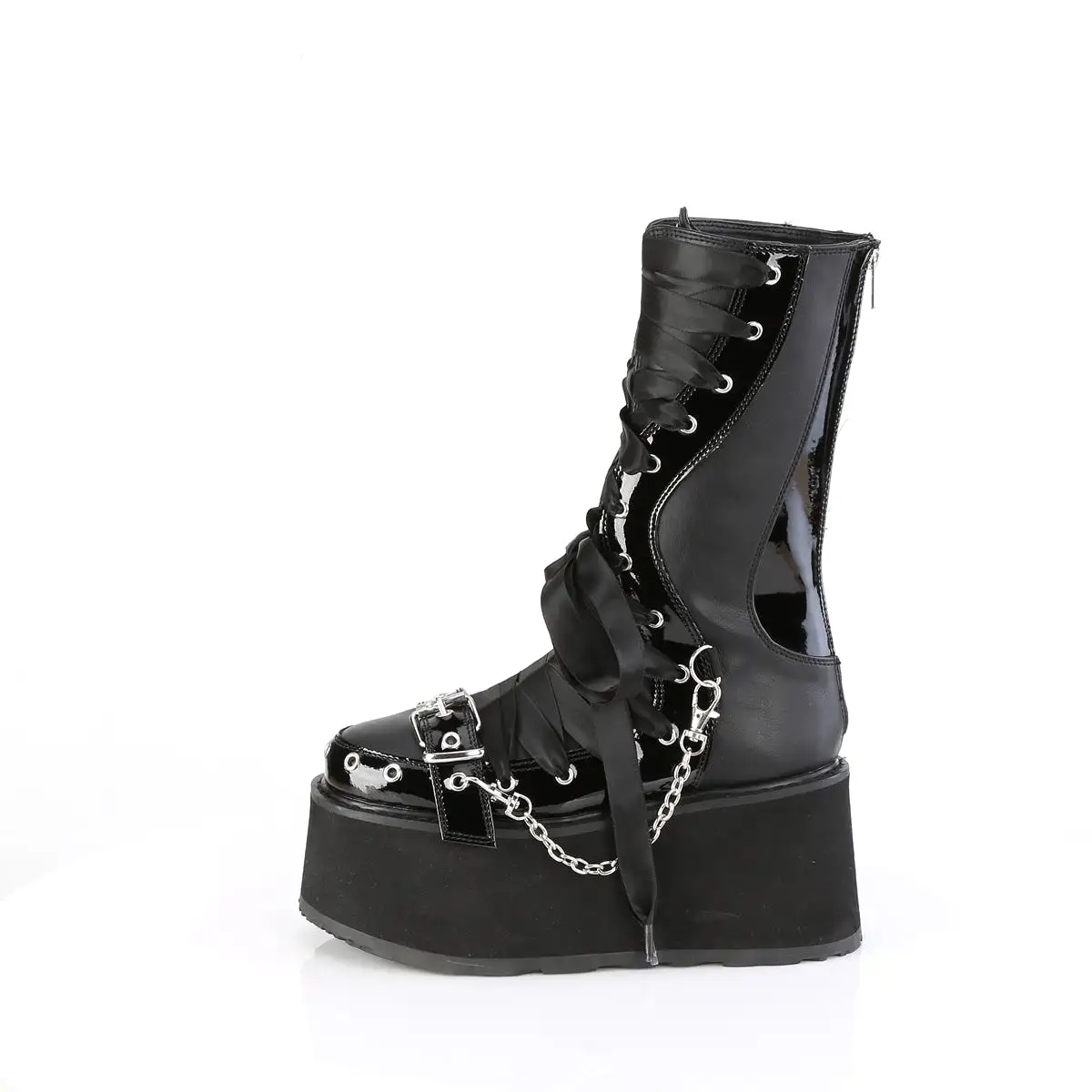 3 Inch Platform DAMNED-120 Black Vegan Leather-Patent