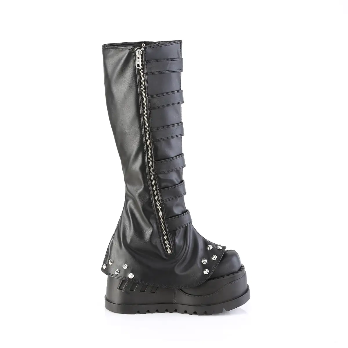 4 Inch Wedge Platform STOMP-223 Black Vegan Leather