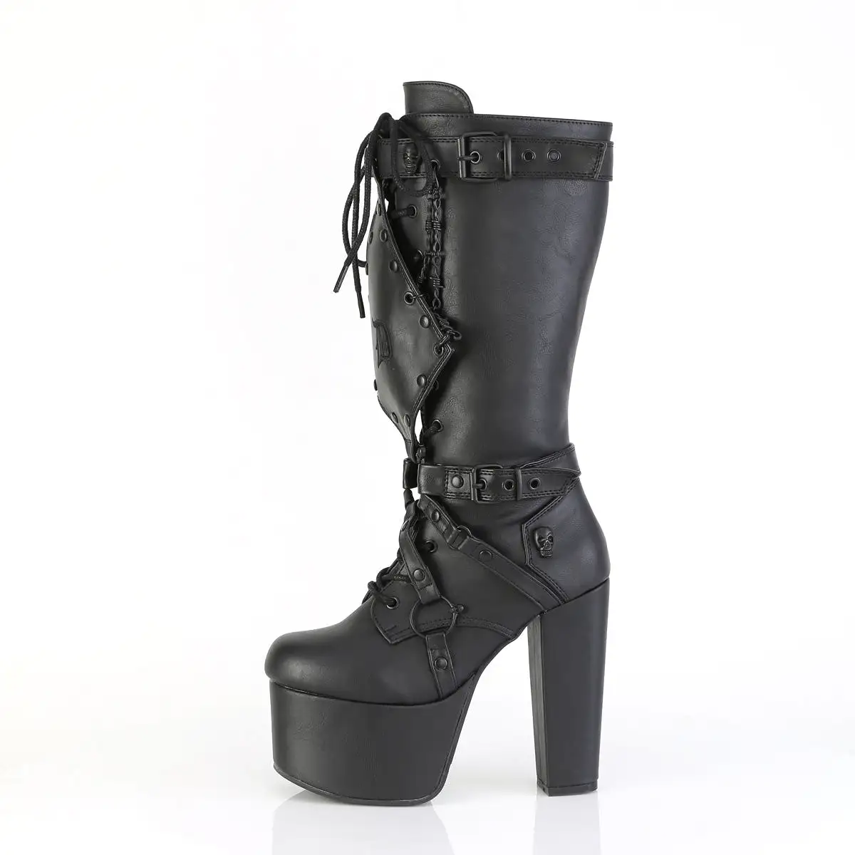 5 Inch Heel TORMENT-218 Black Vegan Leather