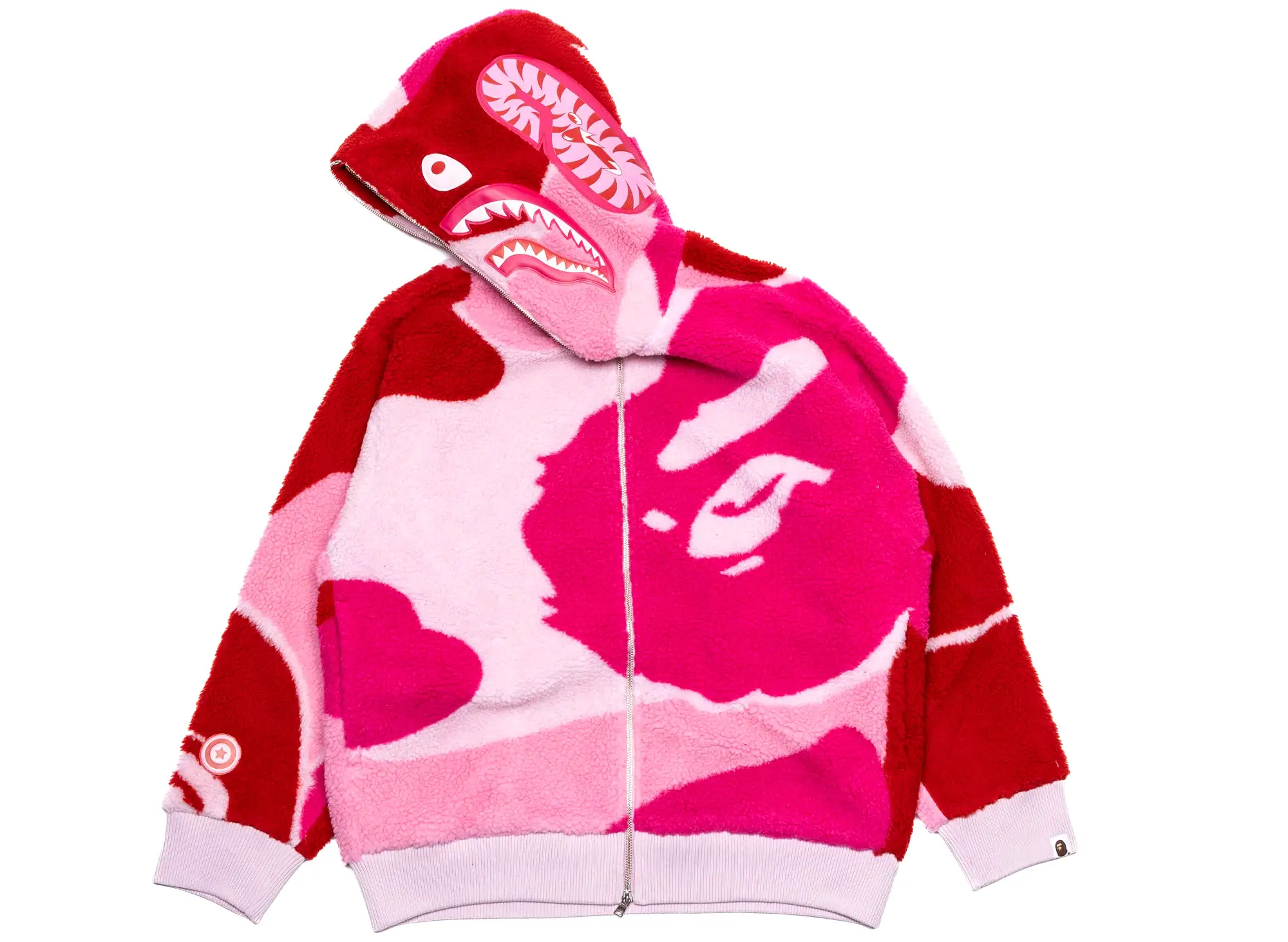 A Bathing Ape Mega ABC Camo Shark BOA Hoodie Jacket in Pink xld