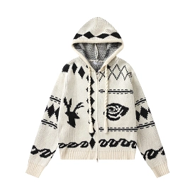 Acne Studios retro braided contrast hooded sweater White 12.26