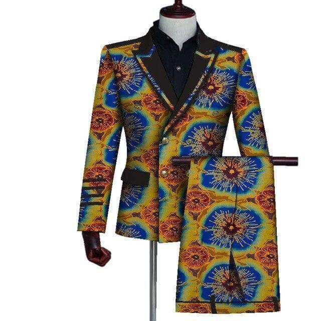 African Double-Breasted Two Piece Suit