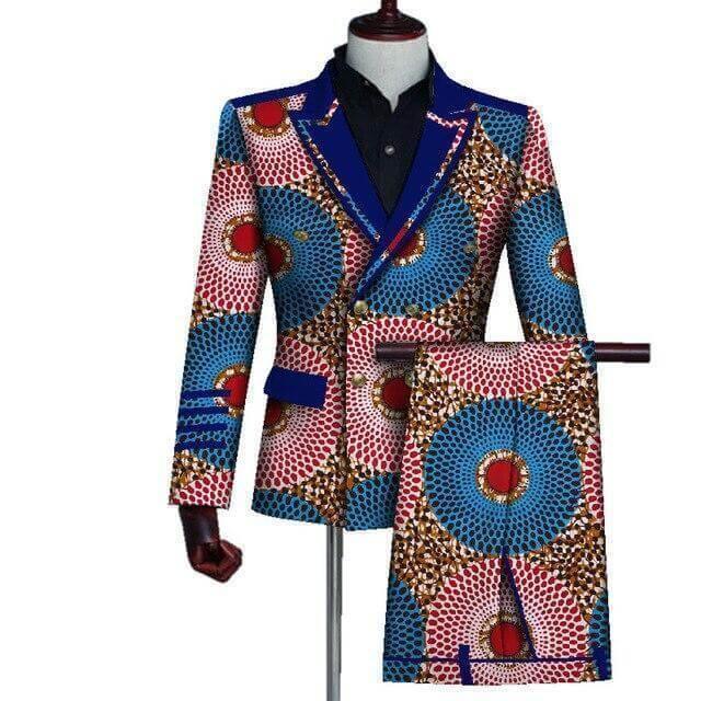 African Double-Breasted Two Piece Suit