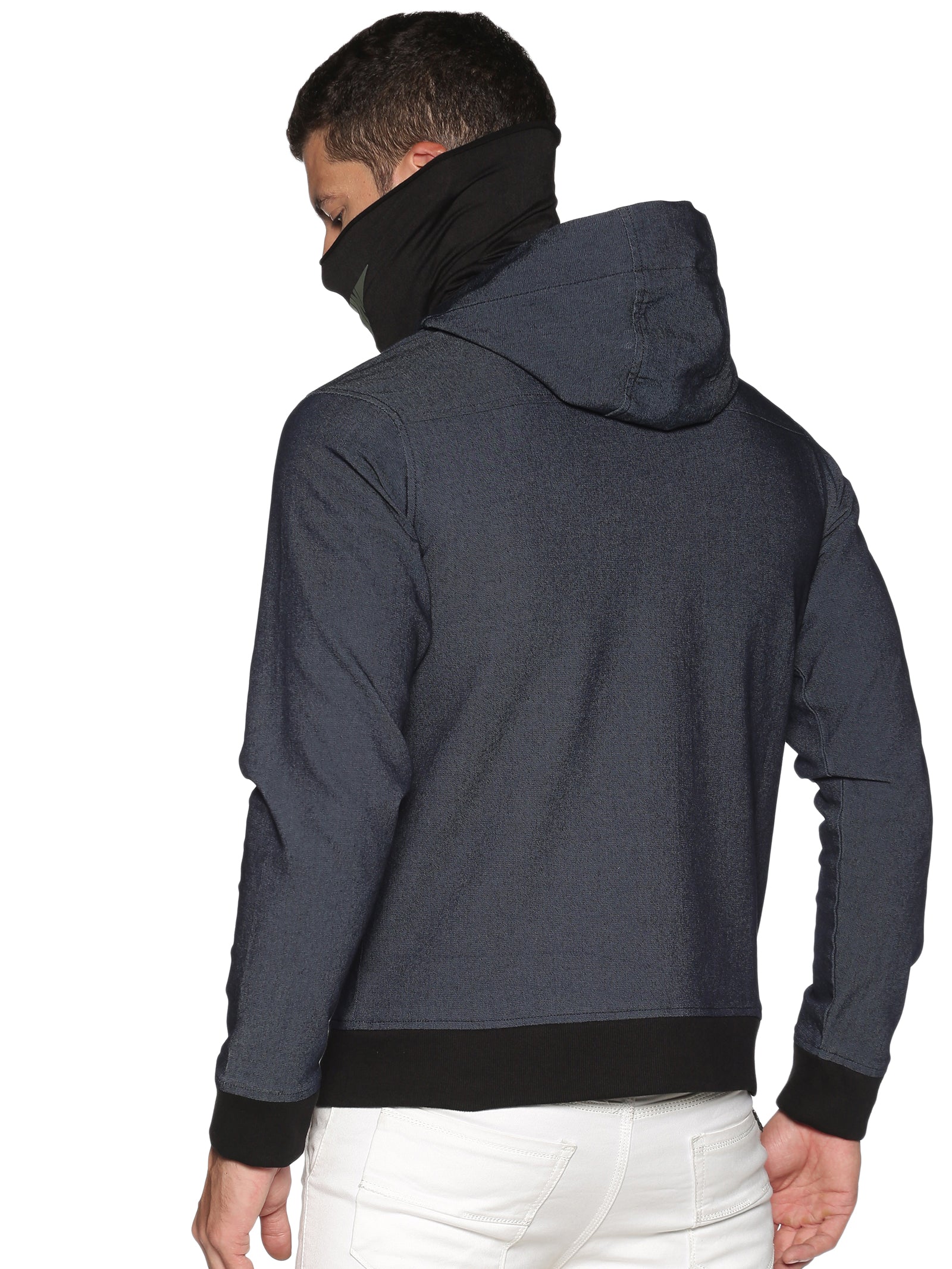 Arctic Fox Male Denim Black sweatshirts with Integrated Mask & Hoodies