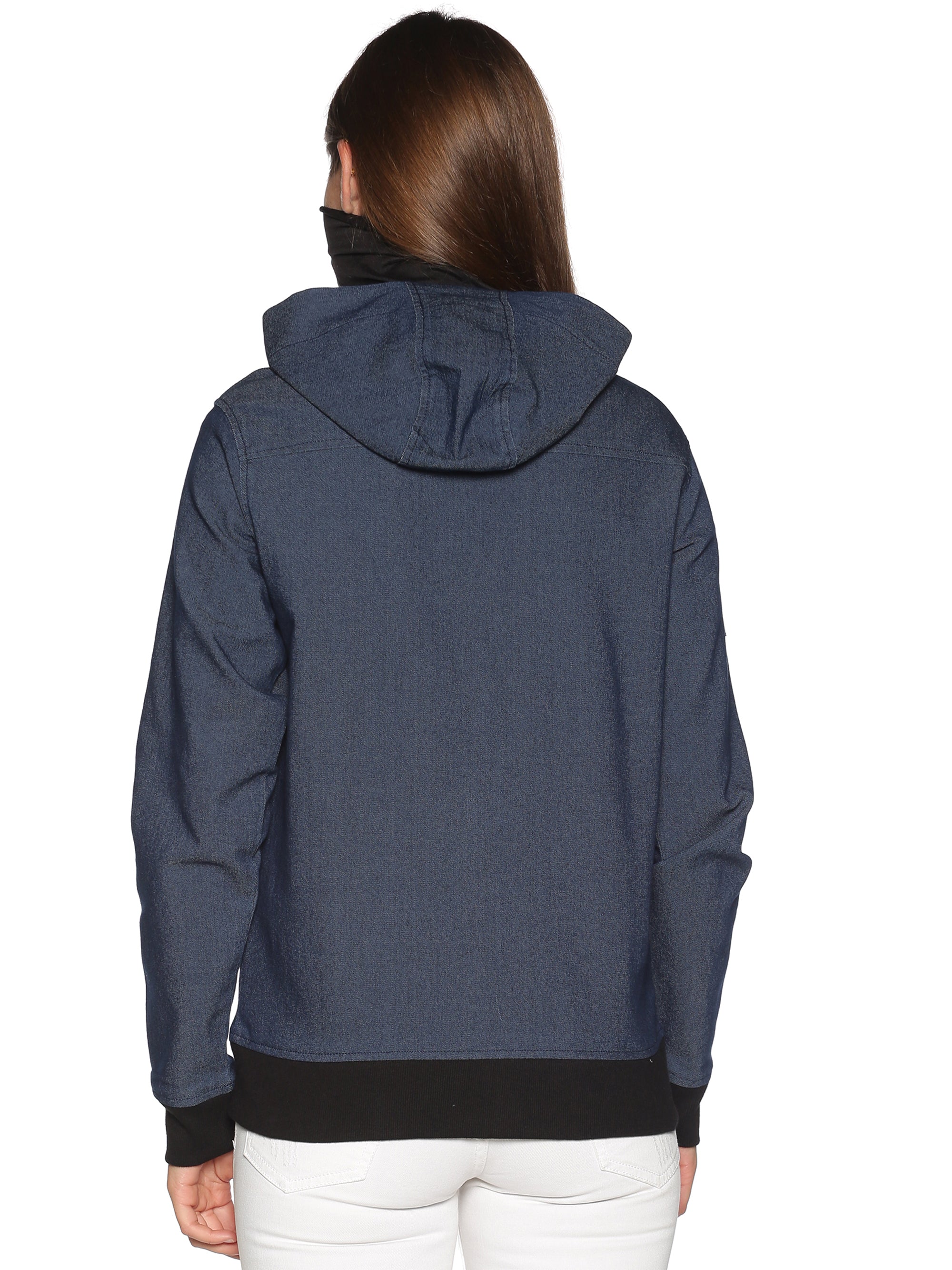 ArcticFox Female Denim Blue sweatshirt with Integrated Mask & Hoodies