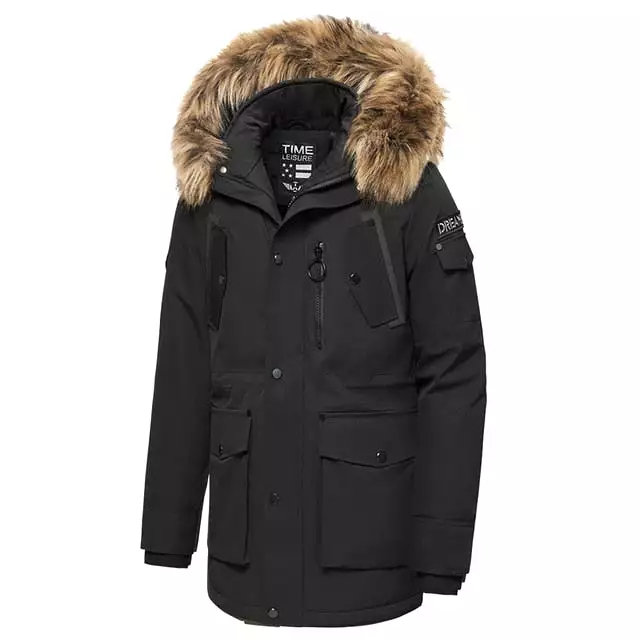 Ashore Shop Men's Long Fur Collar Hooded Waterproof Parka