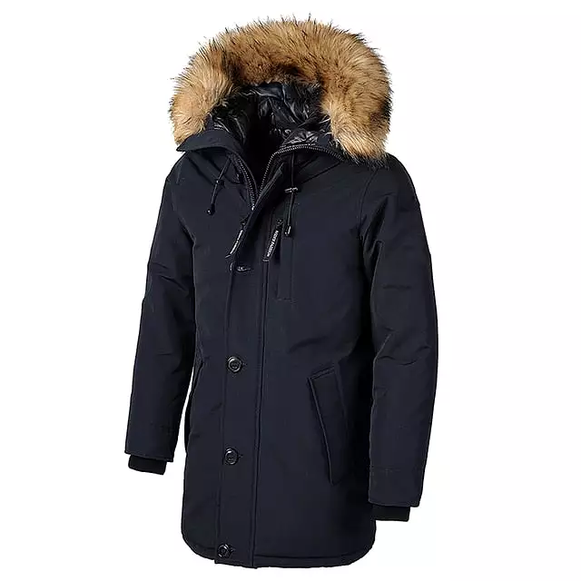 Ashore Shop Men's Long Fur Collar Hooded Waterproof Parka