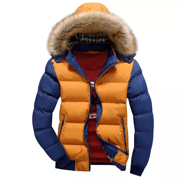 ASHORESHOP Men's Winter Jackets Thick Hooded Fur Collar Parka Men Coats