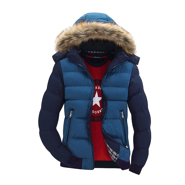 ASHORESHOP Men's Winter Jackets Thick Hooded Fur Collar Parka Men Coats