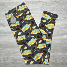 Blackboard School Bus Print Soft Leggings