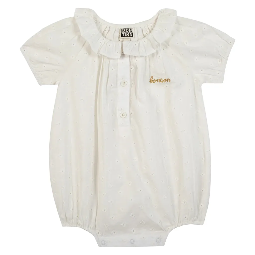 Bonton Baby Gateau Romper Paloma White