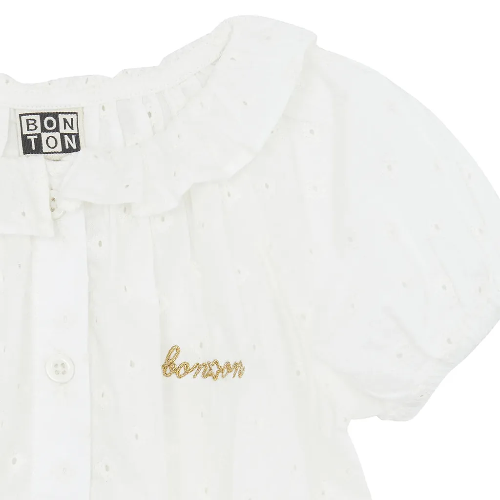 Bonton Baby Gateau Romper Paloma White