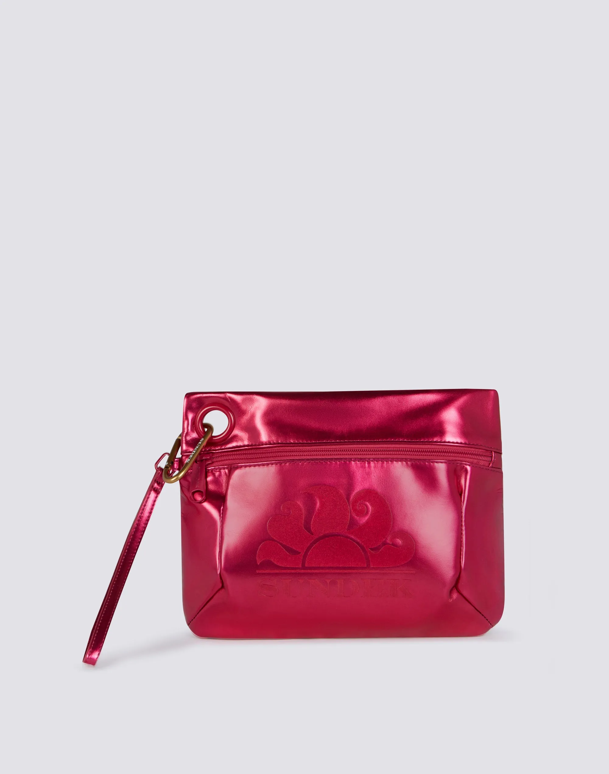 BORSA CLUTCH LAMINATA CON LOGO