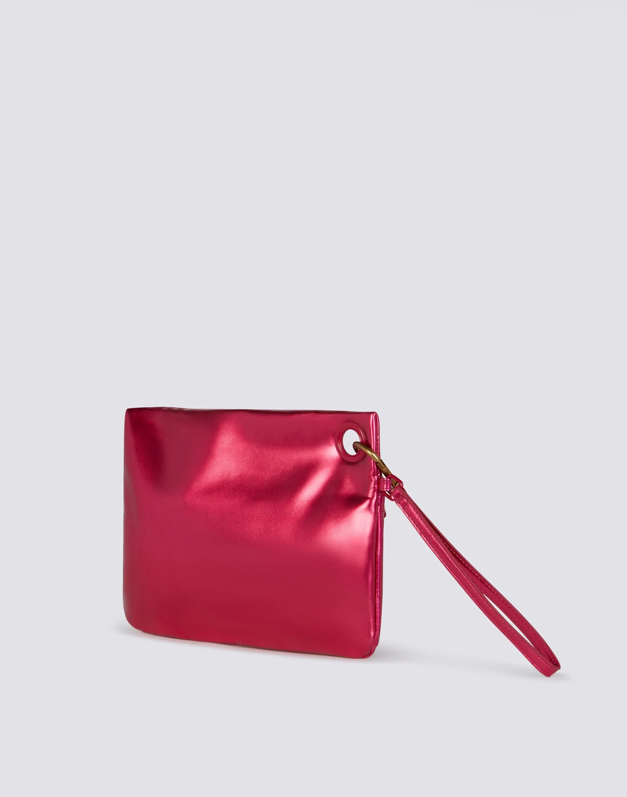 BORSA CLUTCH LAMINATA CON LOGO