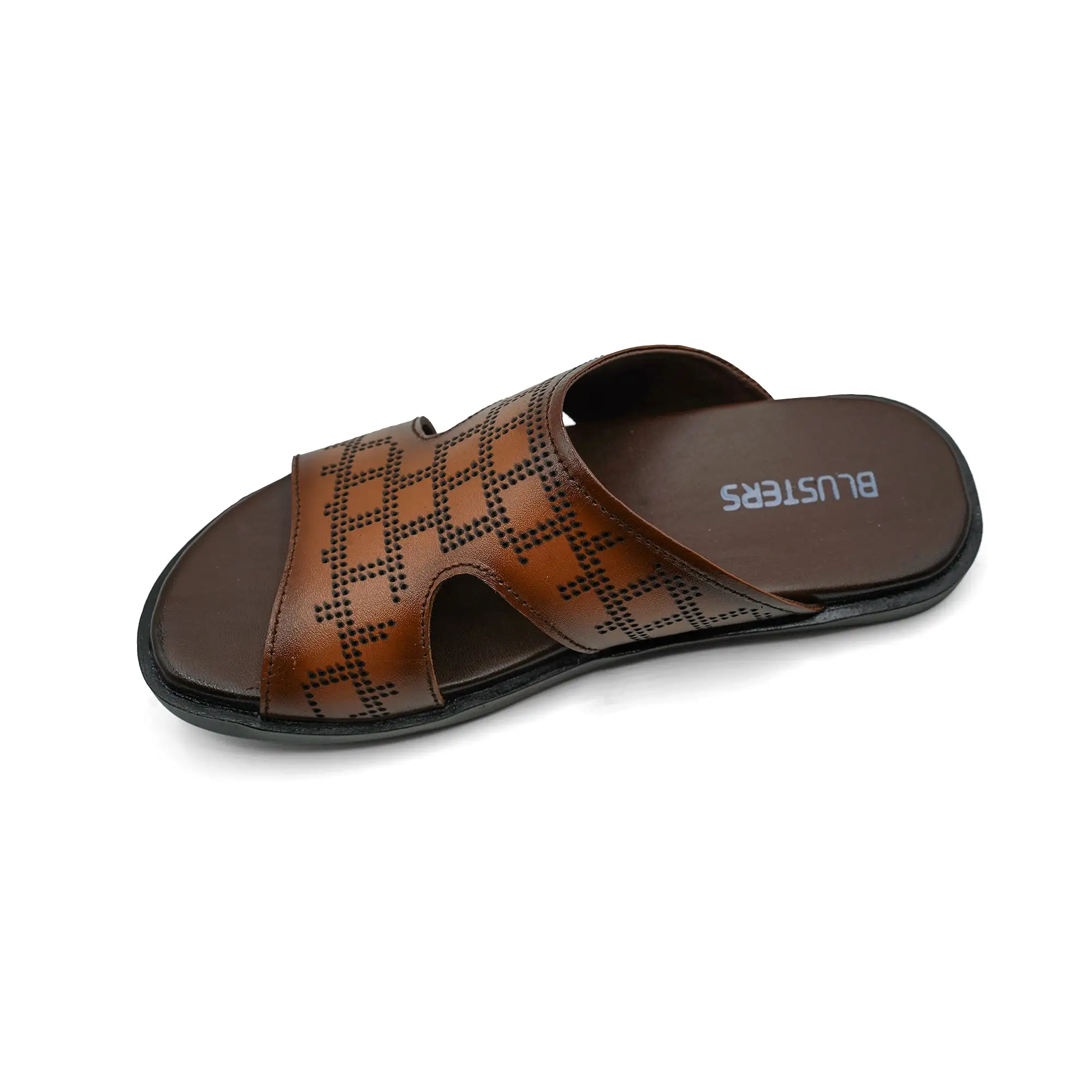 Brown Dotted Leather Slippers