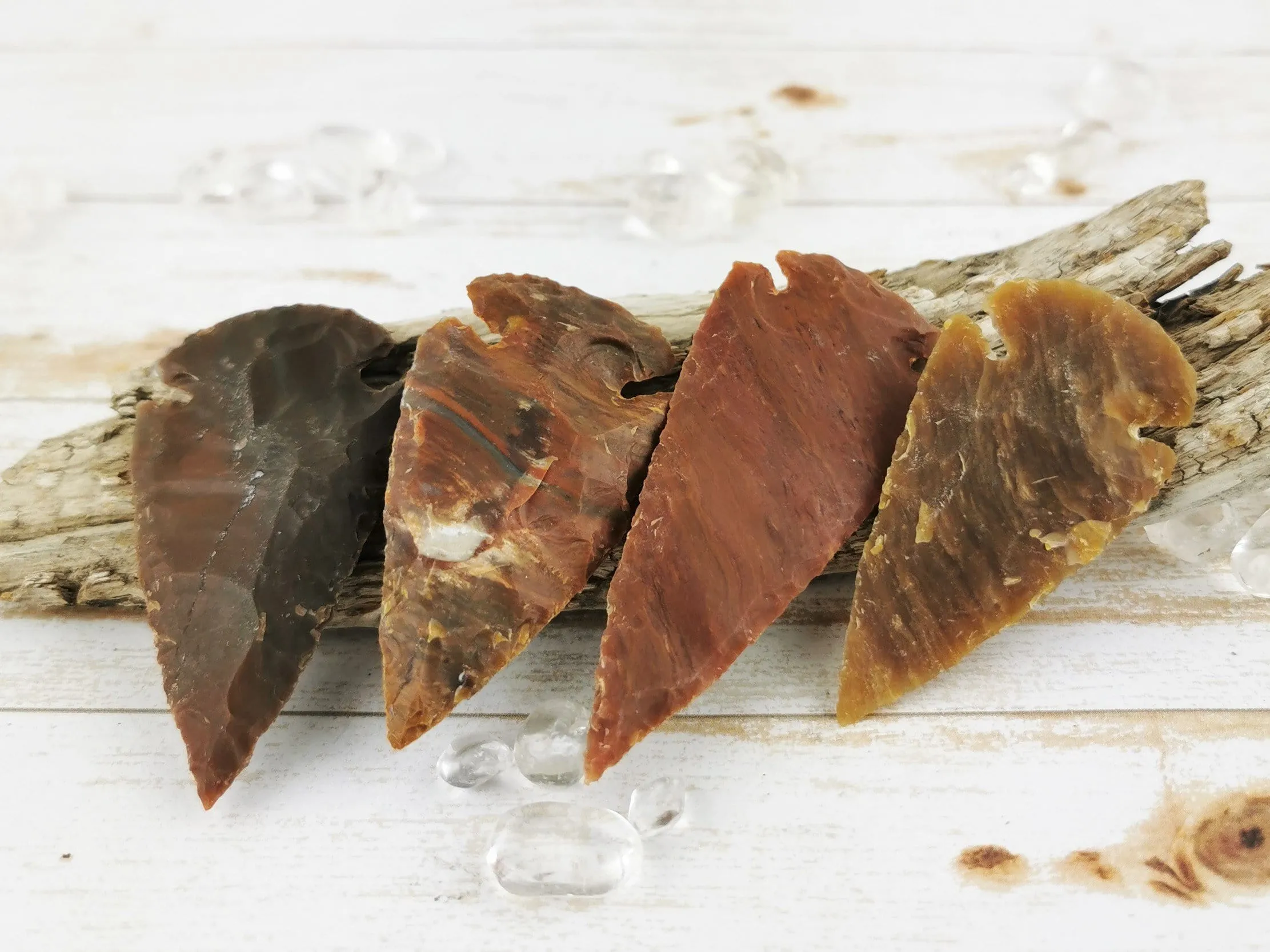 Carved Jasper Arrowheads, Red