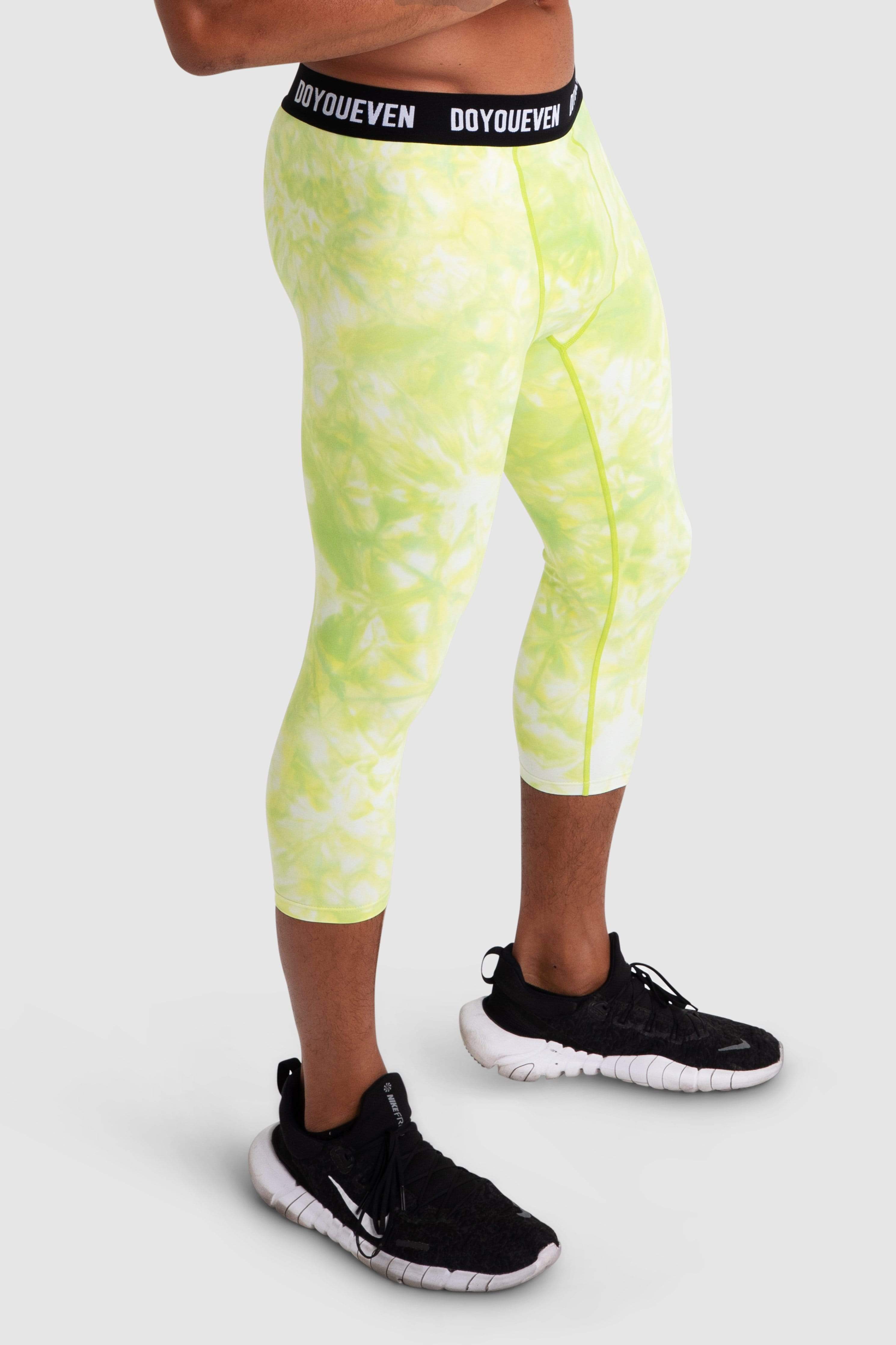 Compfit Tie Dye 3/4 Tights - Citrus Yellow