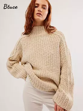 Crochet Knitted Half High Collar Sweaters Wide Full Sleeve Oversized Pullover Knitwear Women Autumn Fashion Casual Loose Clothes