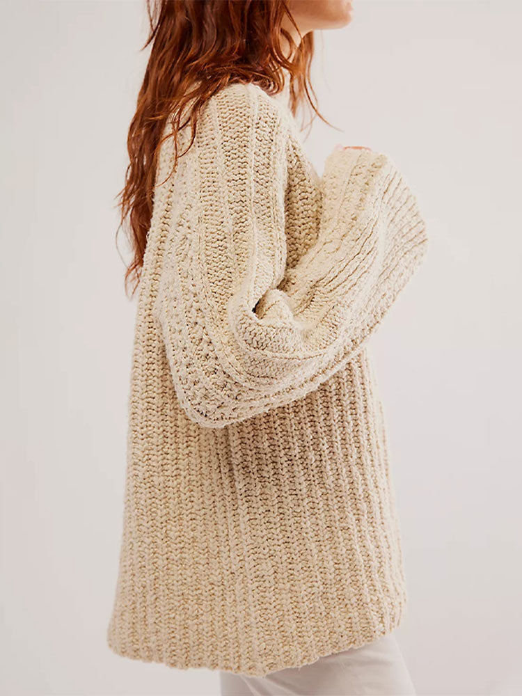 Crochet Knitted Half High Collar Sweaters Wide Full Sleeve Oversized Pullover Knitwear Women Autumn Fashion Casual Loose Clothes