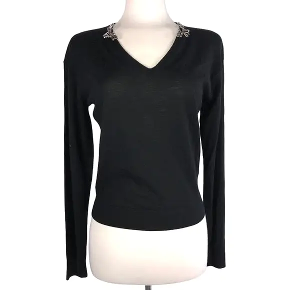 Dorothee Schumacher Black Wool Bead Detail Sweater