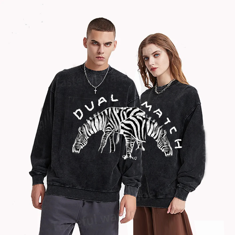 Dual Match Hoodies Unisex Valentine Hand Painting Zebra Matching Hoodies