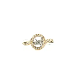 Engagement Ring Setting with Bypass Diamond Halo in 14K Yellow and White Gold