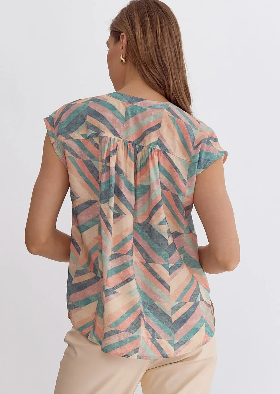 FINAL SALE - Peach Printed Top