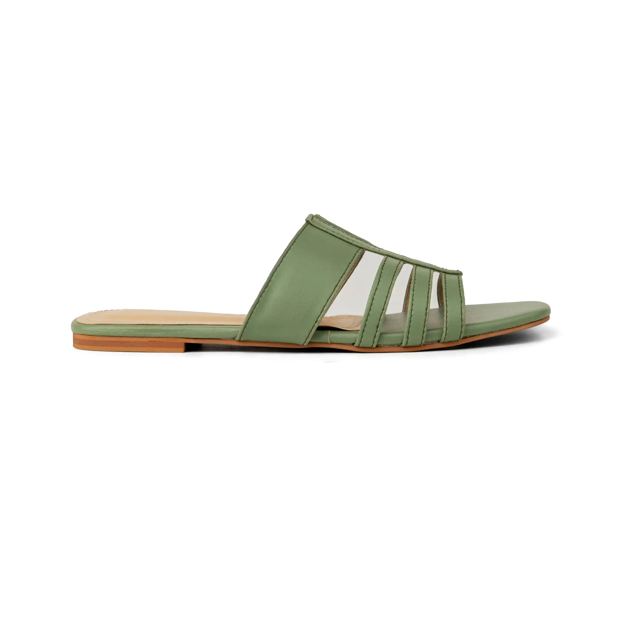 Green Multi Stripes Slides