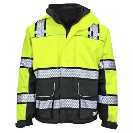 'GSS Safety' Men's 3-in-1 Hi Vis Utility Safety Winter Parka - Lime