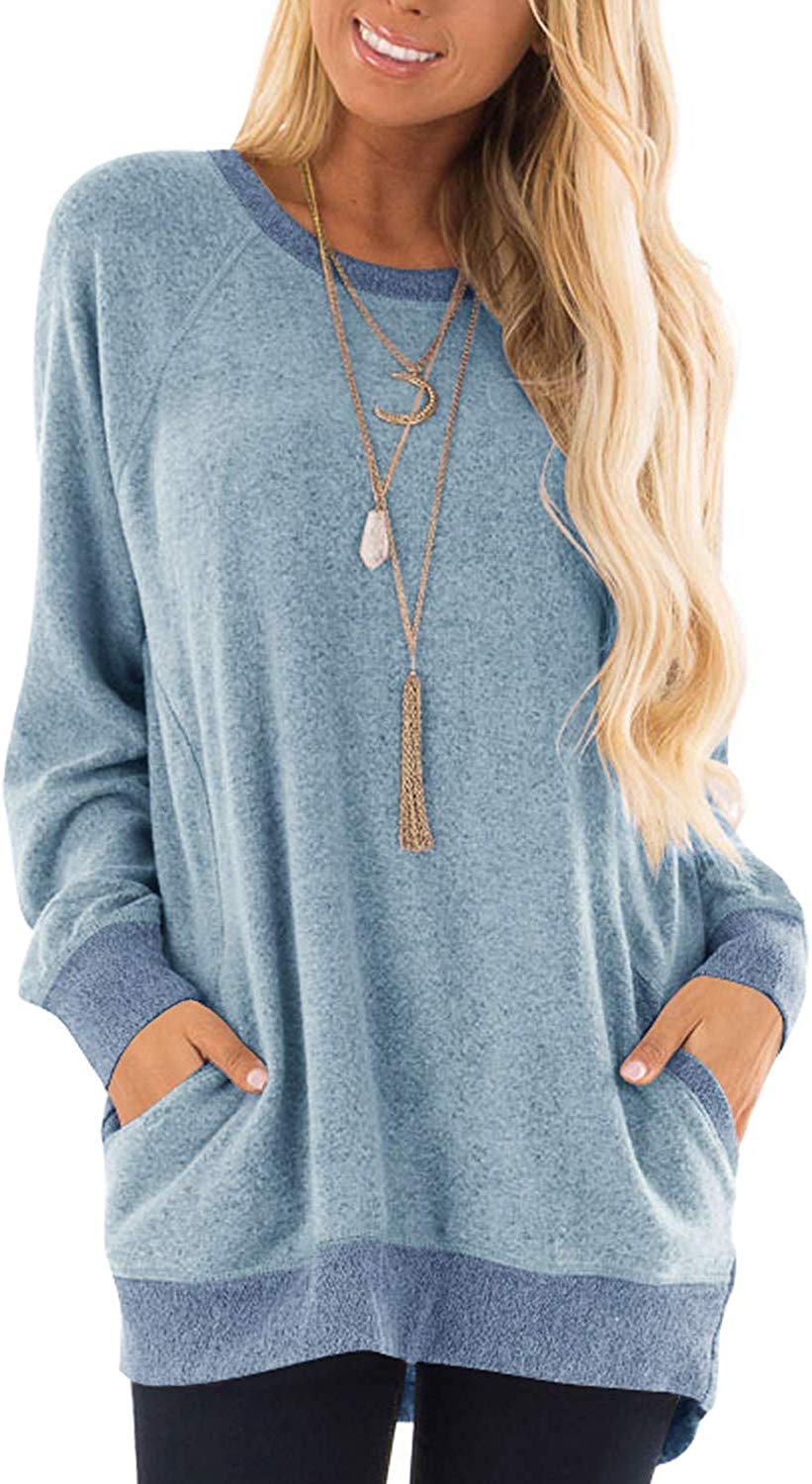 Haute Edition Women's Heather Contrast Slouchy Cozy Pocket Sweatshirt Tunic