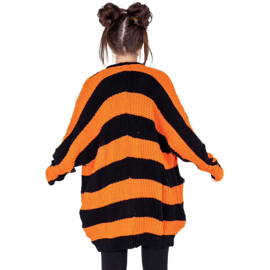 IN A DAZE CARDIGAN - BLACK/ORANGE