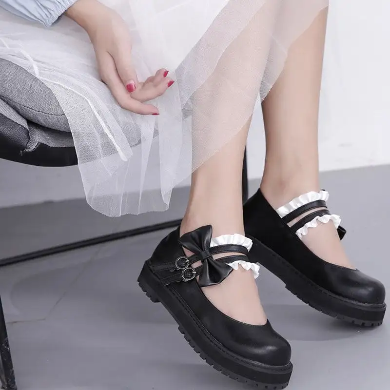 JAPANESE LOLITA SWEET LACE PLATFORM SHOES BY81005