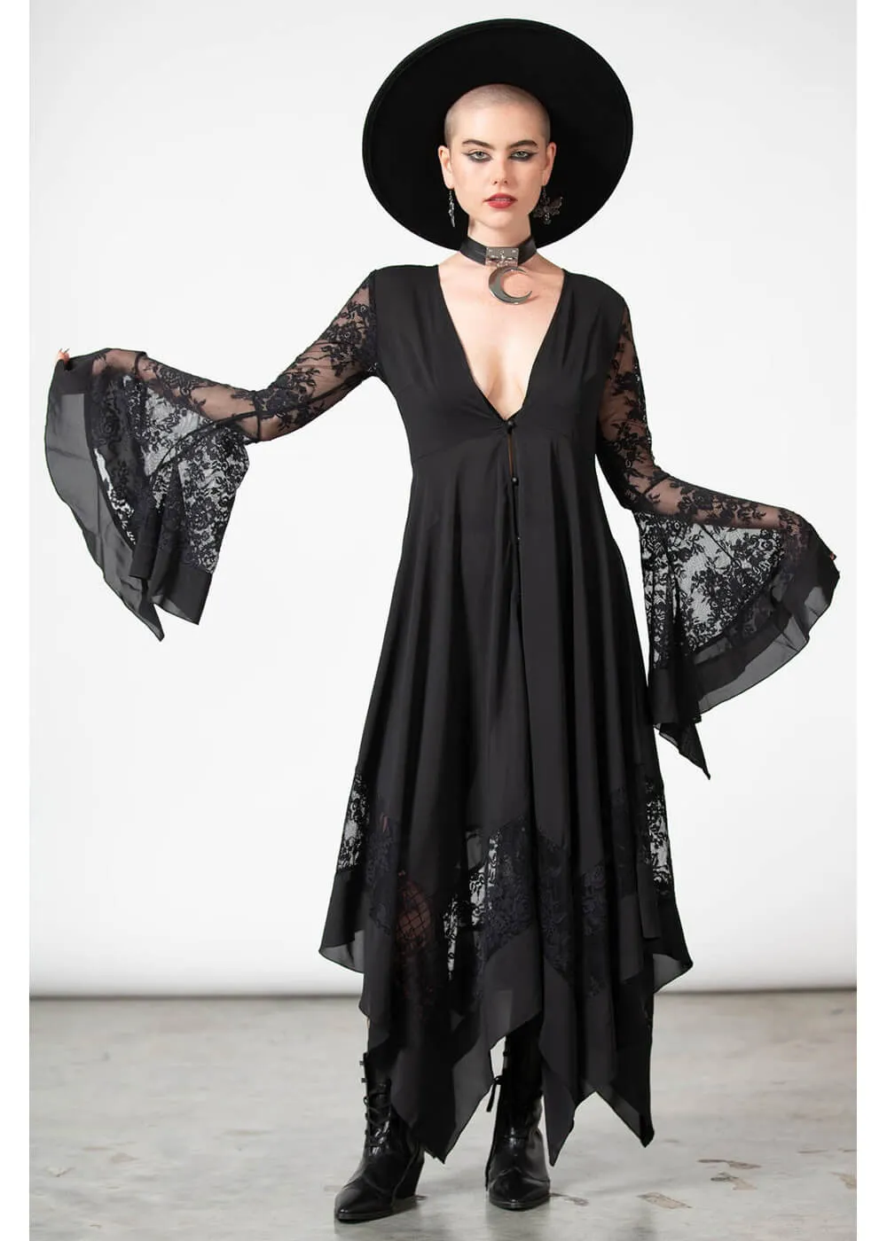 Killstar Misty Night 70's Maxi Dress Black