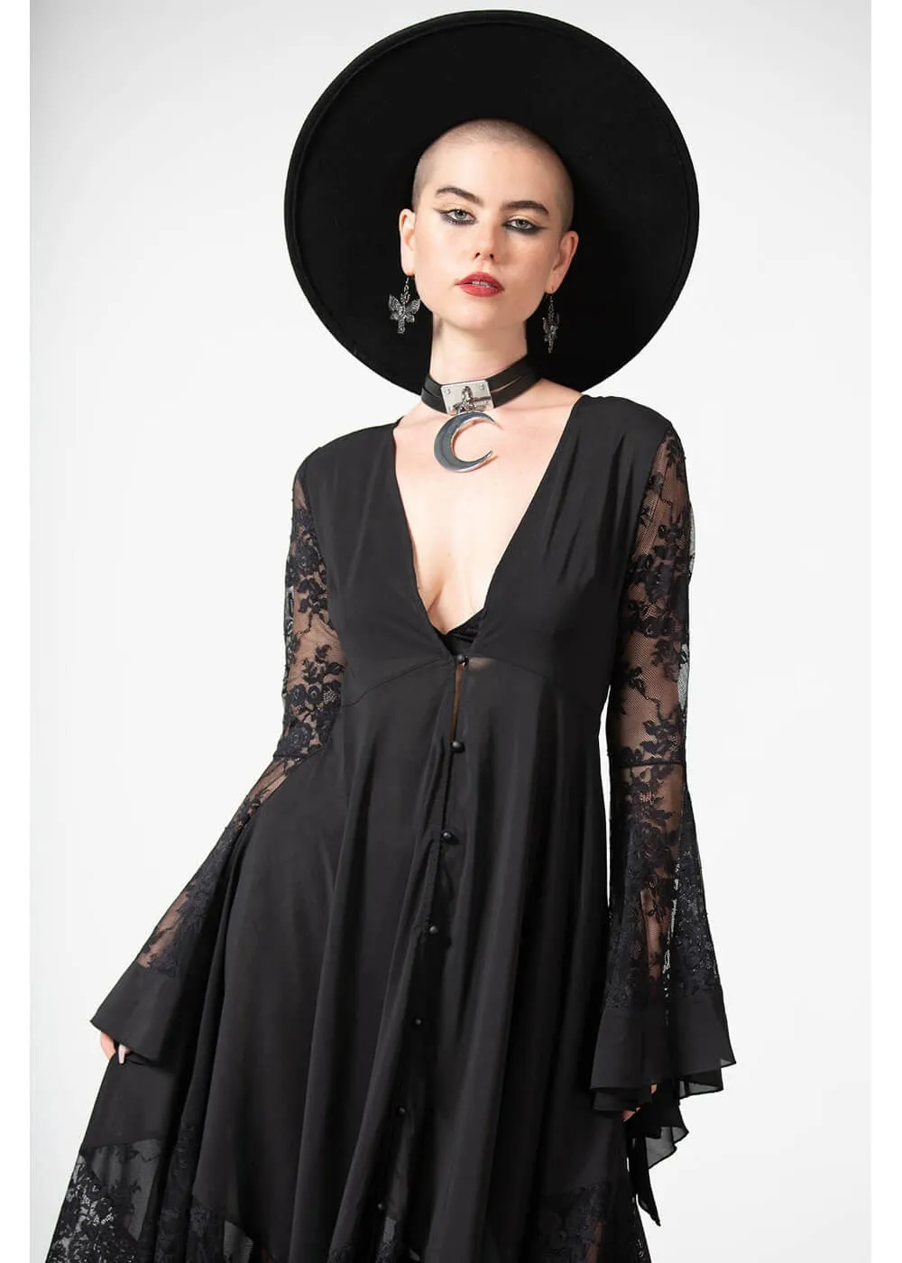 Killstar Misty Night 70's Maxi Dress Black