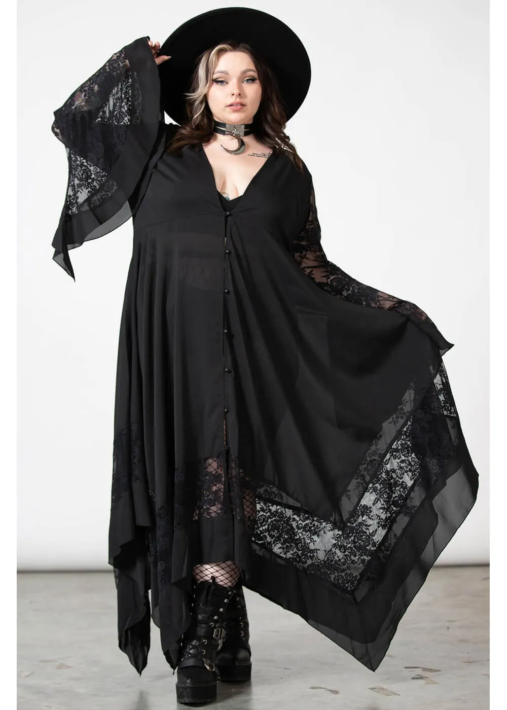 Killstar Misty Night 70's Maxi Dress Black