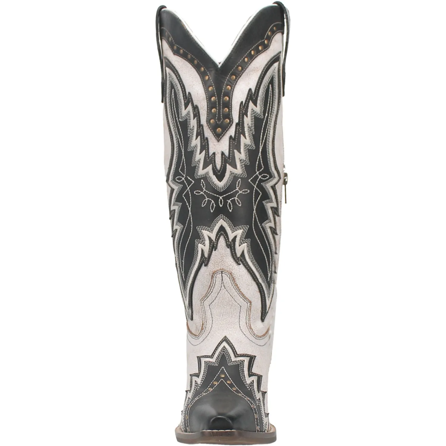 Laredo Womens Shawnee White/Black Leather Cowboy Boots