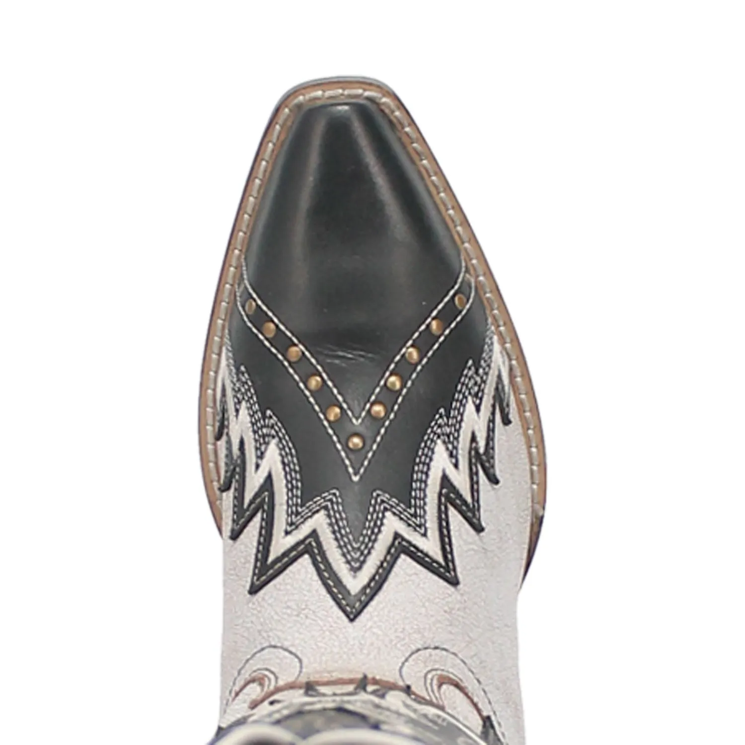 Laredo Womens Shawnee White/Black Leather Cowboy Boots