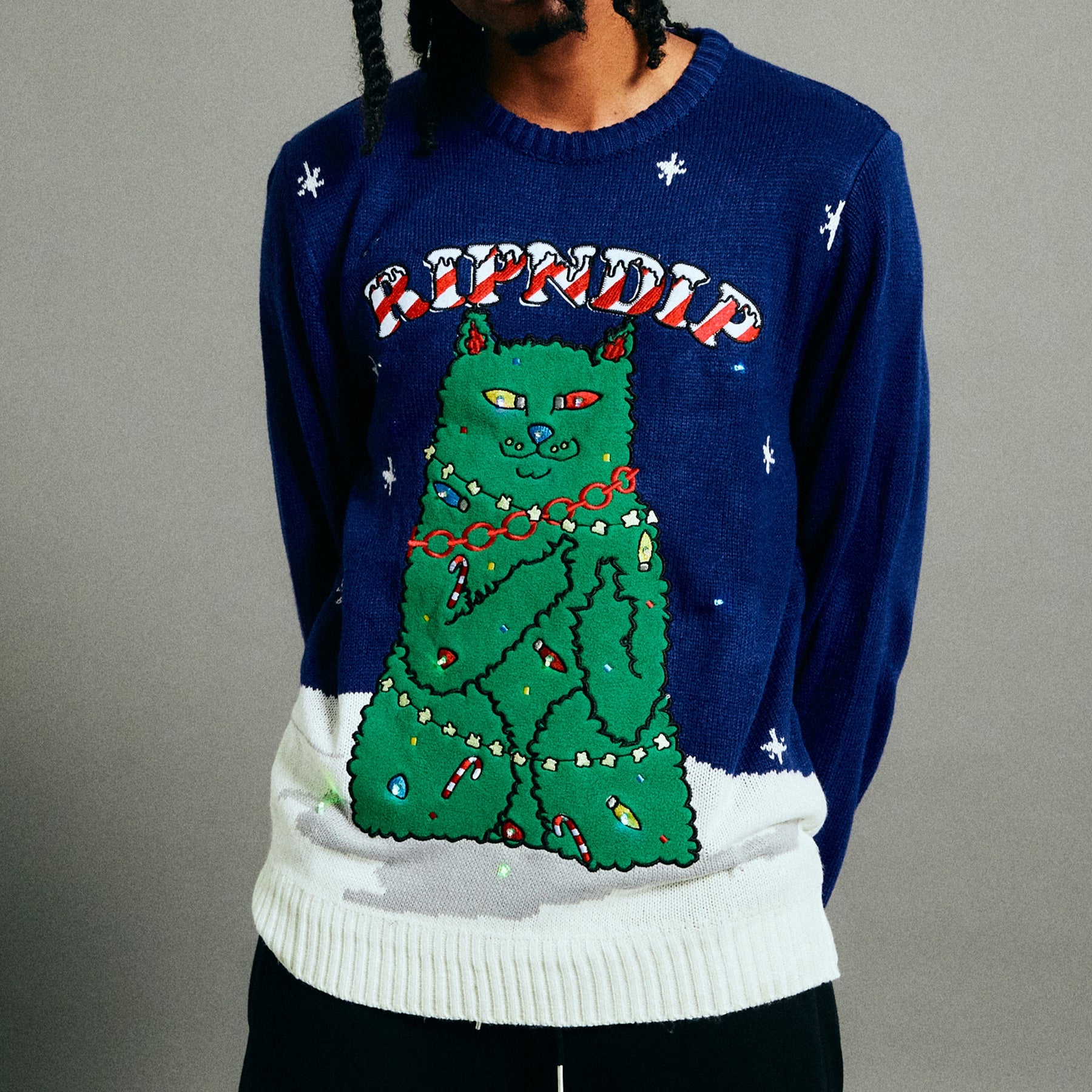 Litmas Tree Light Up Knit Sweater (Navy)