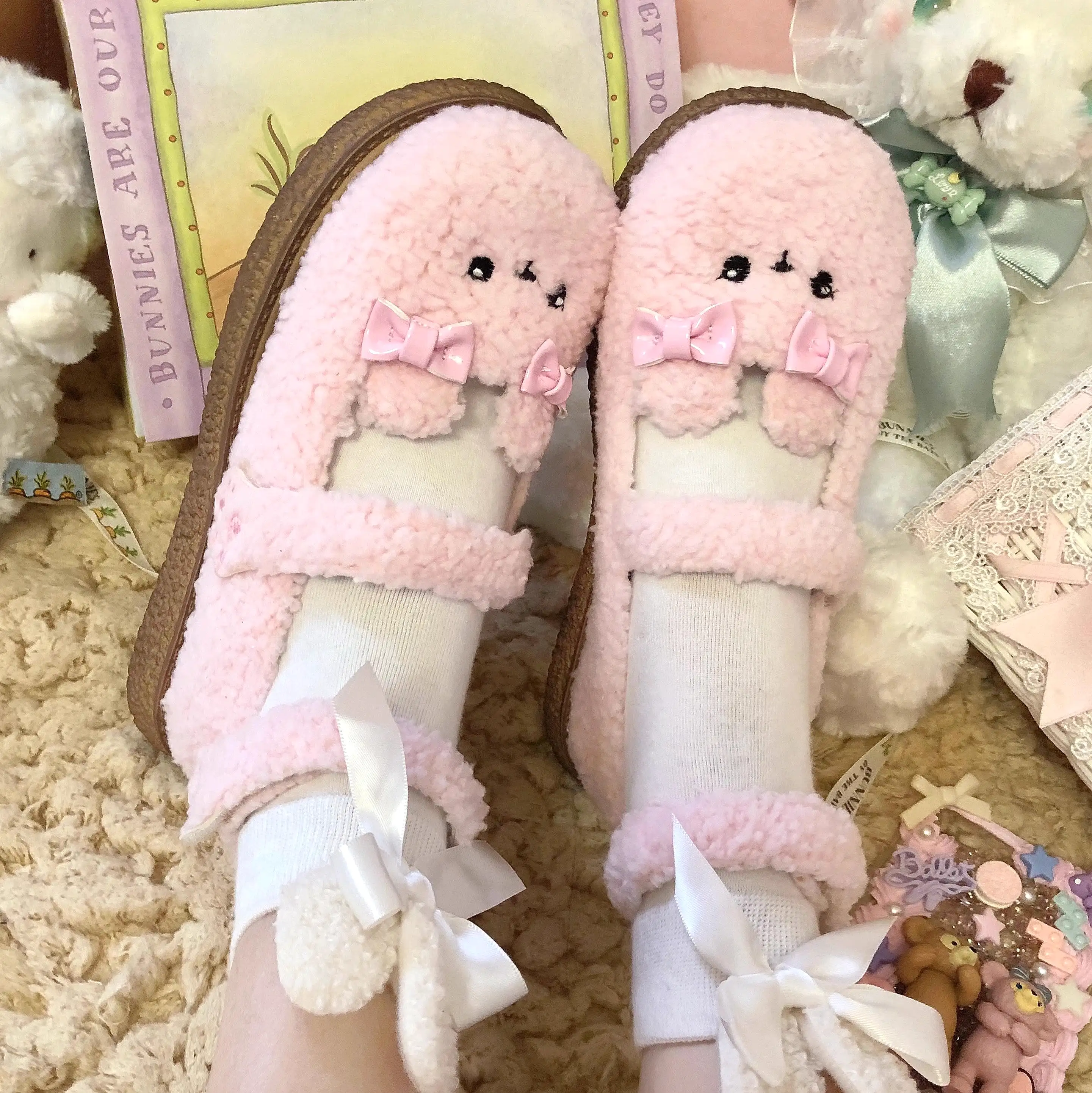 Little Sweet Bear Plush Lolita Lambhair Shoes BY12202