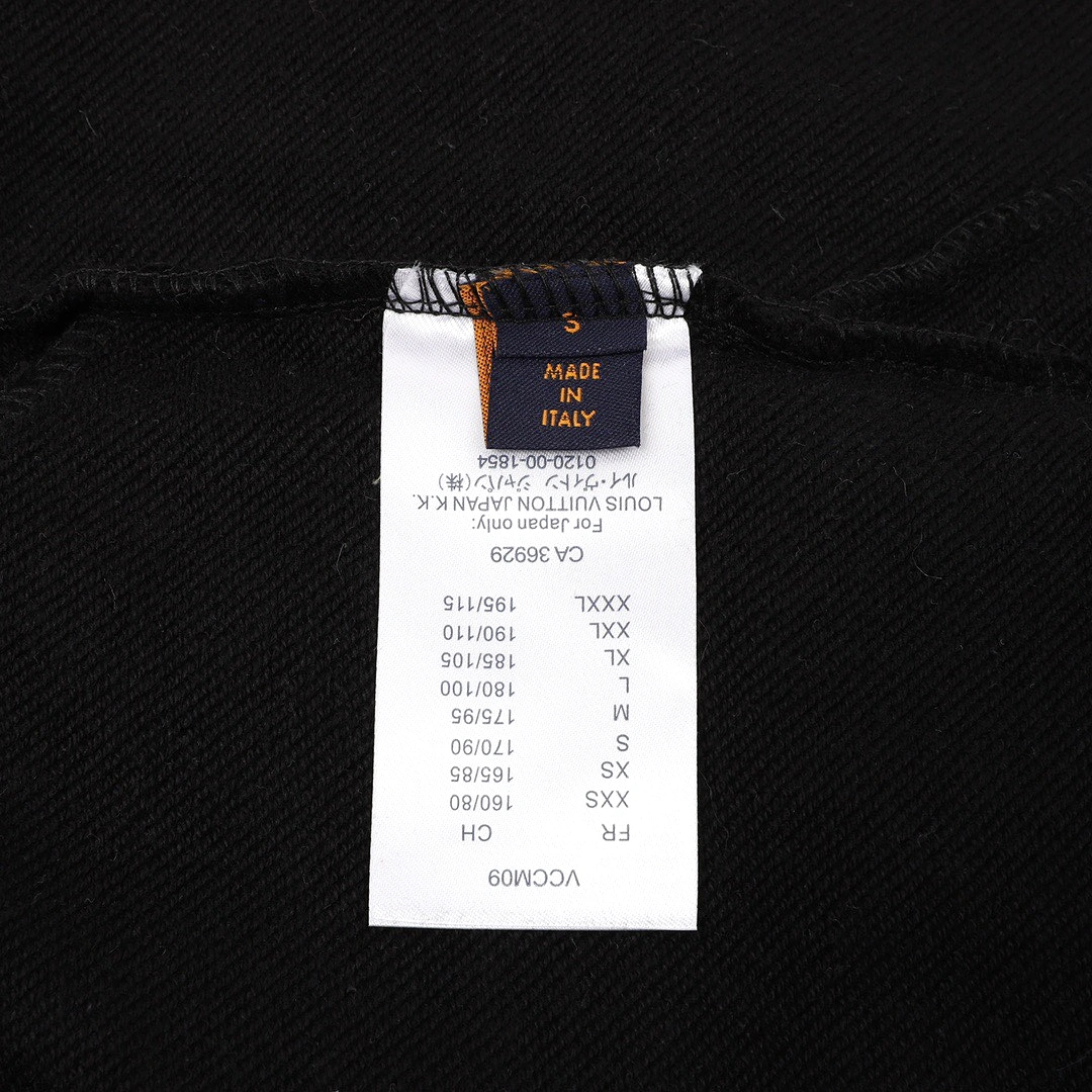 LouisVuitton 23FW stitching printing brand logo hooded sweater All Black 9.5