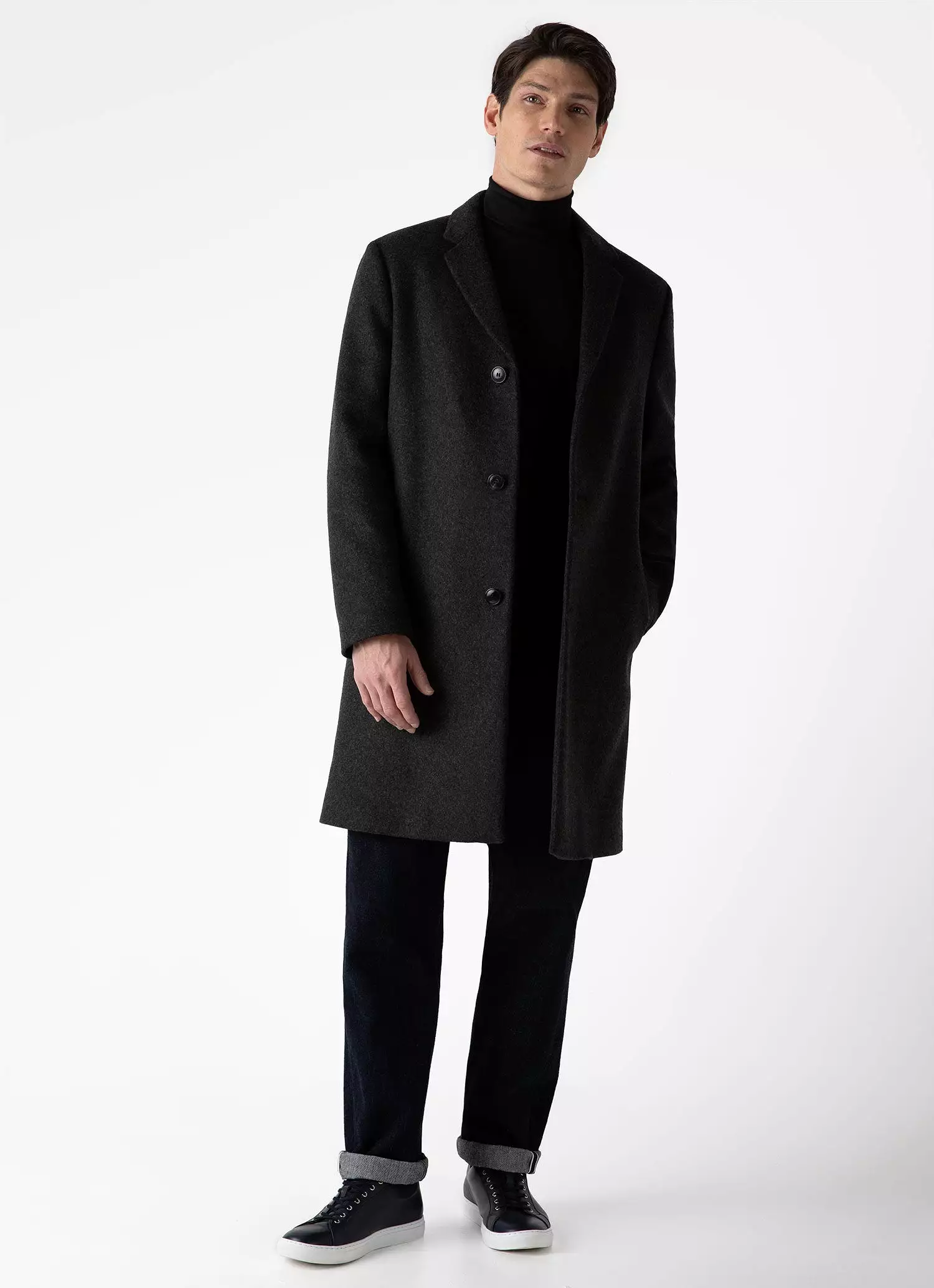 Men's Wool Cashmere Overcoat in Charcoal Melange