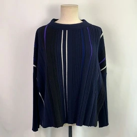 PierAntonioGaspari BlackBlue White Ribbed Sweater