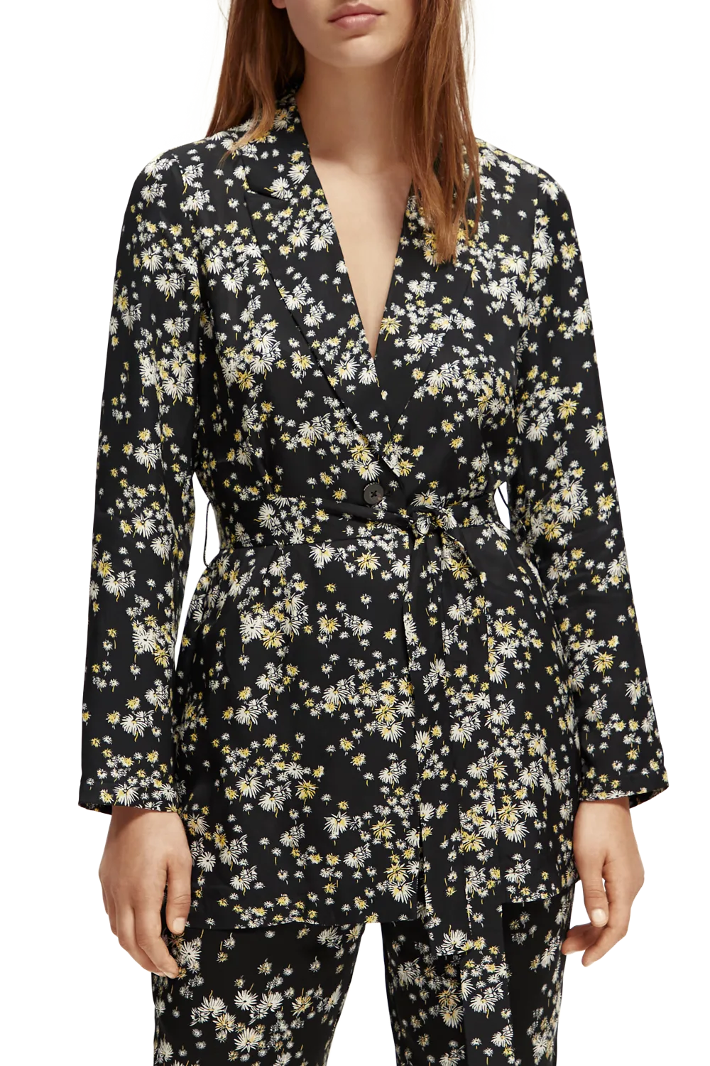 Printed Drapey Blazer | Dandelion Black