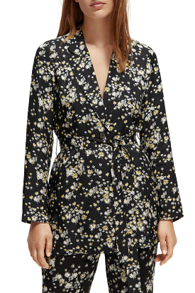 Printed Drapey Blazer | Dandelion Black