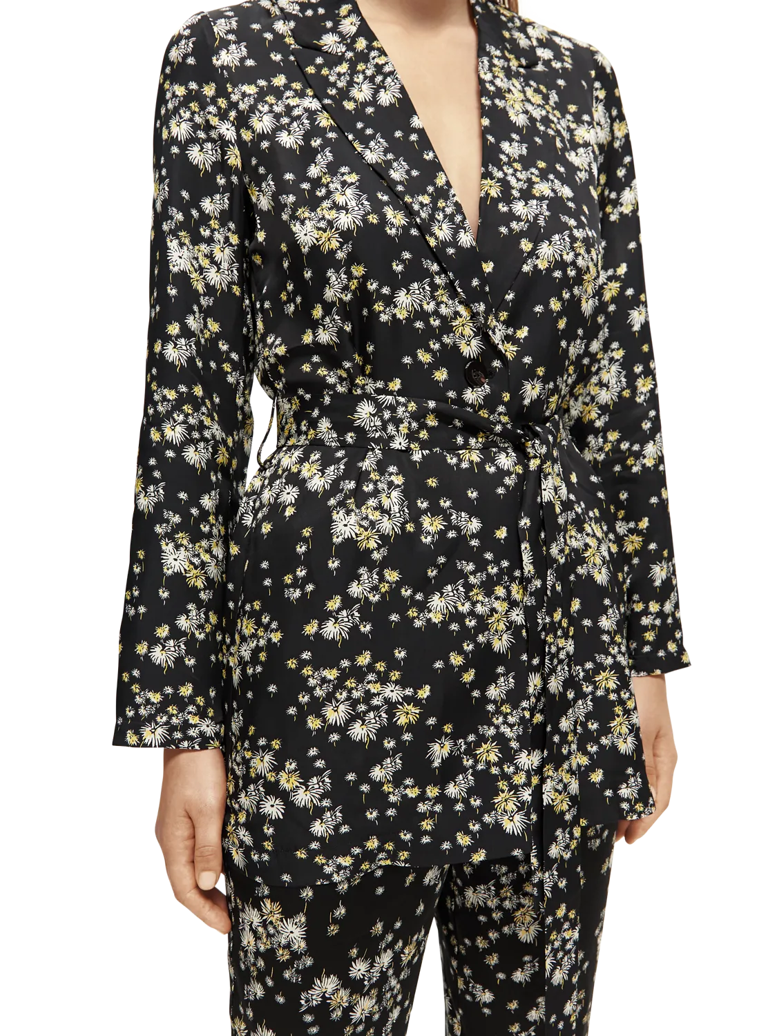 Printed Drapey Blazer | Dandelion Black