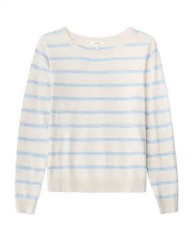 PULLOVER CREW SWEATER (ECRU/SKY BLUE STRIPE) - YERSE