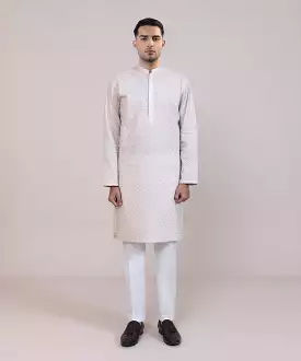 Schiffli Embroidered Cotton Kurta