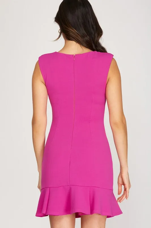 Slightly Padded Dress - Magenta Pink